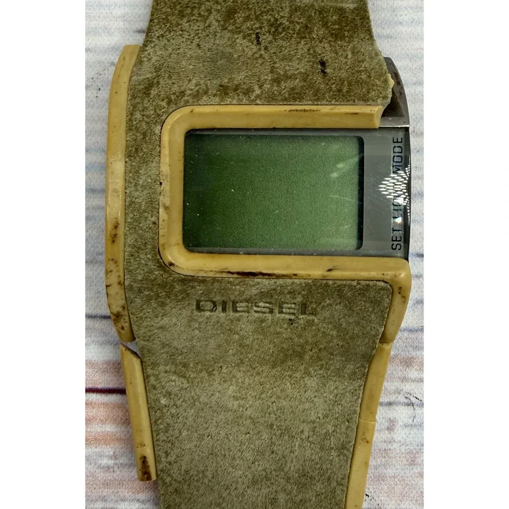 Diesel DZ-7019 Digital Watch Velvet Stainless Steel Cuff Band Vintage READ